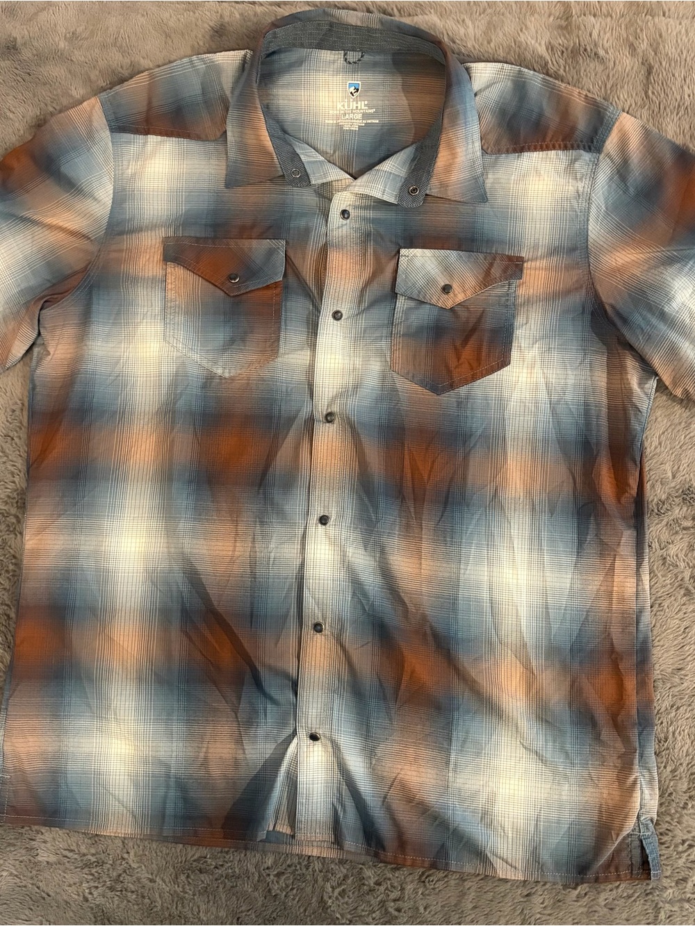 KUHL Men's Plaid Button-Down Shirt in Blue & Brown